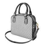Grey And White Checkered Pattern Print Shoulder Handbag