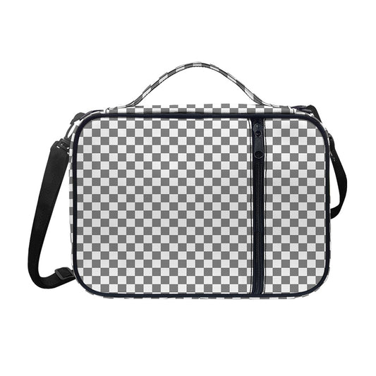 Grey And White Checkered Pattern Print Shoulder Strap Bible Bag