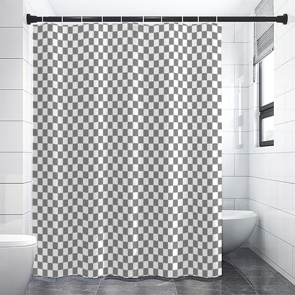 Grey And White Checkered Pattern Print Shower Curtain