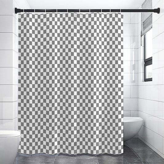 Grey And White Checkered Pattern Print Shower Curtain