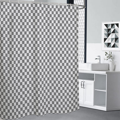 Grey And White Checkered Pattern Print Shower Curtain