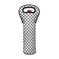Grey And White Checkered Pattern Print Single Neoprene Wine Tote