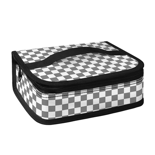Grey And White Checkered Pattern Print Small Lunch Bag