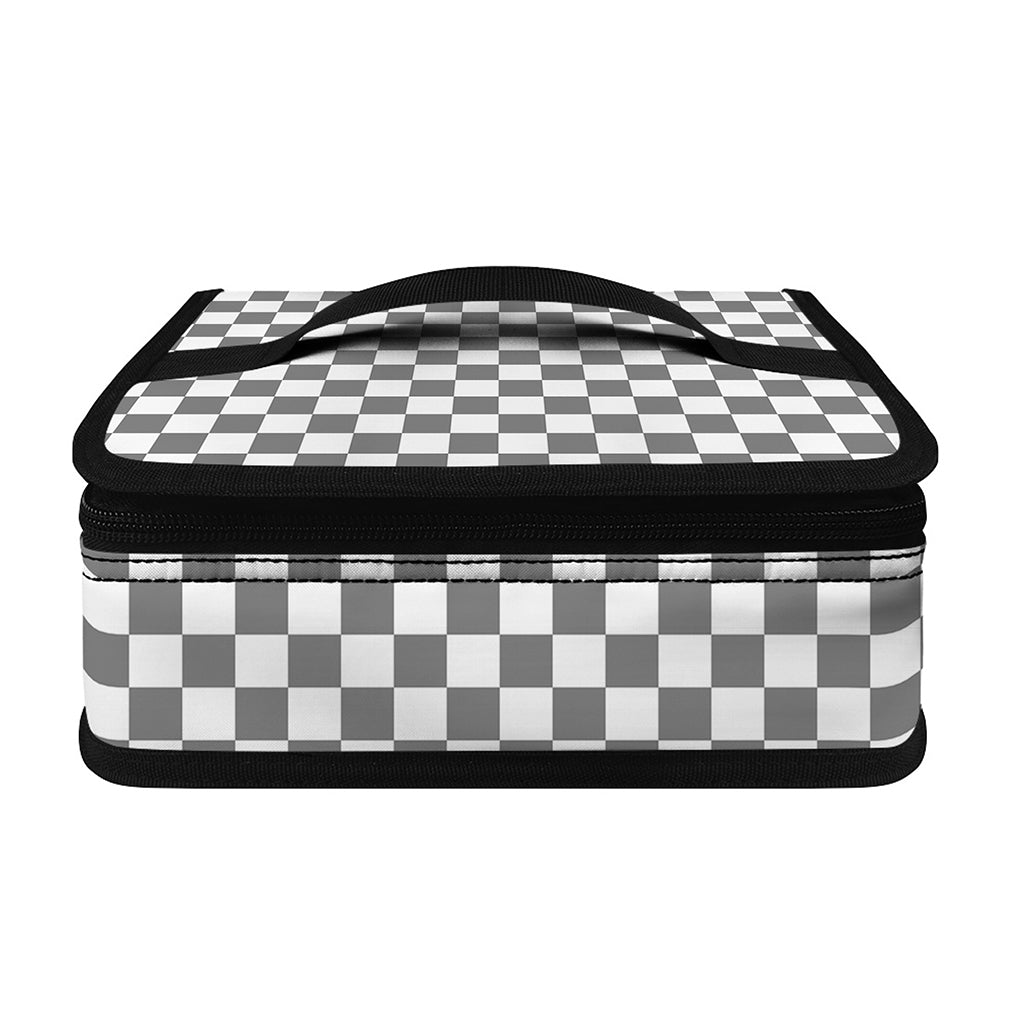 Grey And White Checkered Pattern Print Small Lunch Bag