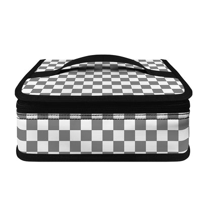Grey And White Checkered Pattern Print Small Lunch Bag