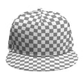 Grey And White Checkered Pattern Print Snapback Cap