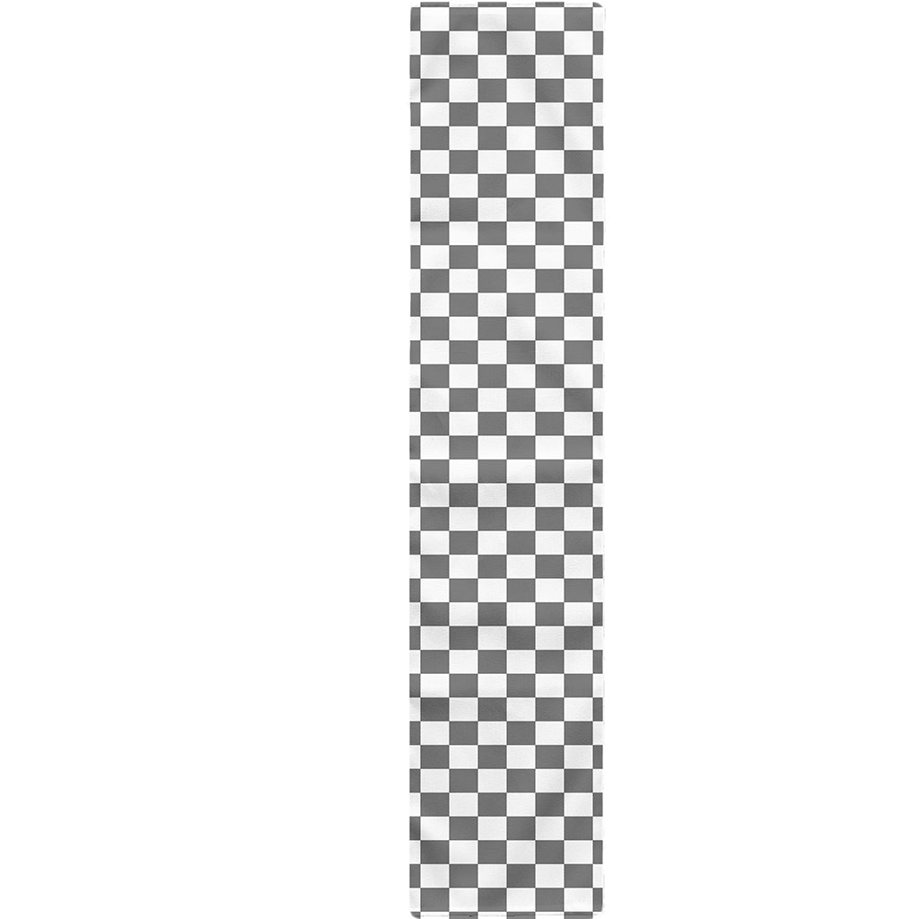 Grey And White Checkered Pattern Print Table Runner