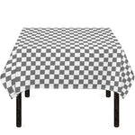 Grey And White Checkered Pattern Print Tablecloth