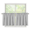Grey And White Checkered Pattern Print Tier Curtains