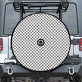 Grey And White Checkered Pattern Print Tire Cover With Camera Hole