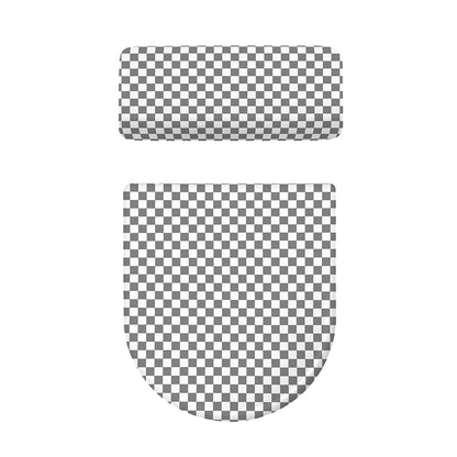 Grey And White Checkered Pattern Print Toilet Lid And Tank Cover Set