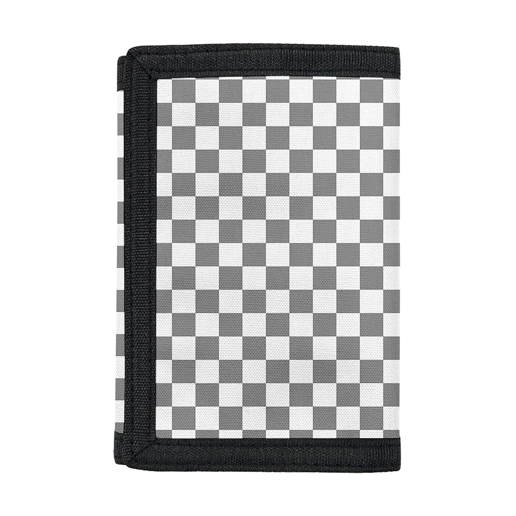 Grey And White Checkered Pattern Print Trifold Wallet