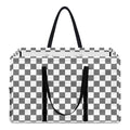 Grey And White Checkered Pattern Print Utility Tote Bag