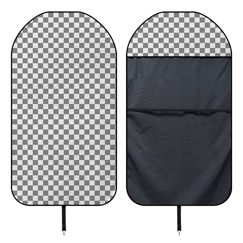 Grey And White Checkered Pattern Print Waterproof Car Seat Cover
