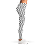 Grey And White Checkered Pattern Print Women's Leggings