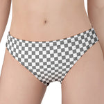 Grey And White Checkered Pattern Print Women's Panties