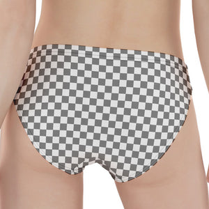 Grey And White Checkered Pattern Print Women's Panties