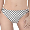 Grey And White Checkered Pattern Print Women's Thong