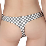 Grey And White Checkered Pattern Print Women's Thong