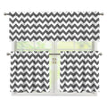 Grey And White Chevron Pattern Print 3 Piece Kitchen Curtains