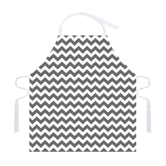 Grey And White Chevron Pattern Print Adjustable Apron