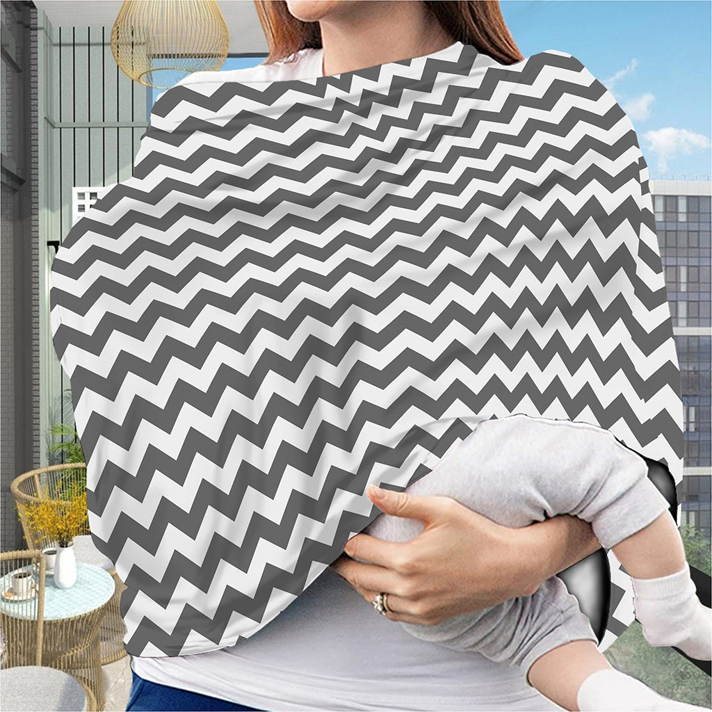Grey And White Chevron Pattern Print Baby Seat Cover