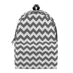 Grey And White Chevron Pattern Print Backpack
