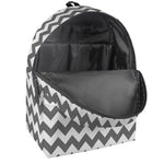 Grey And White Chevron Pattern Print Backpack