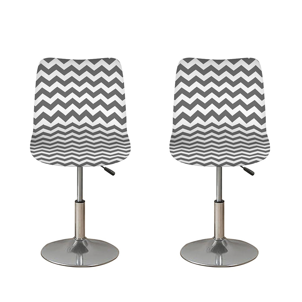 Grey And White Chevron Pattern Print Bar Stool Covers