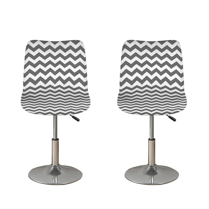 Grey And White Chevron Pattern Print Bar Stool Covers