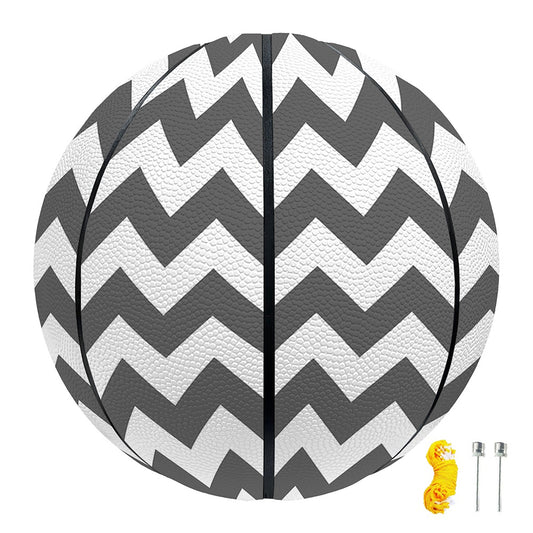 Grey And White Chevron Pattern Print Basketball