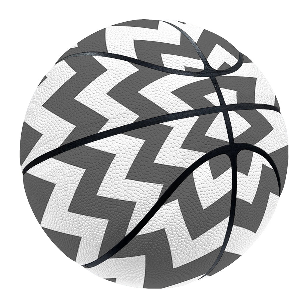 Grey And White Chevron Pattern Print Basketball