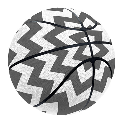 Grey And White Chevron Pattern Print Basketball