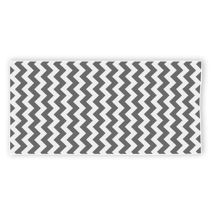 Grey And White Chevron Pattern Print Beach Towel