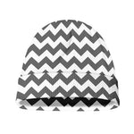 Grey And White Chevron Pattern Print Beanie