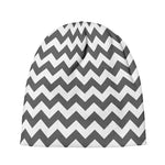 Grey And White Chevron Pattern Print Beanie