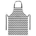 Grey And White Chevron Pattern Print Bib Apron With Pocket
