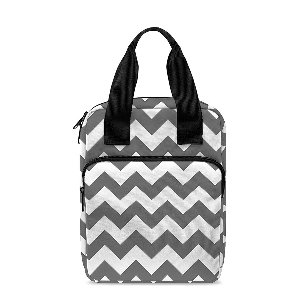 Grey And White Chevron Pattern Print Bible Tote Bag
