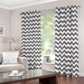 Grey And White Chevron Pattern Print Dimout Grommet Curtains