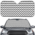 Grey And White Chevron Pattern Print Car Windshield Sun Shade
