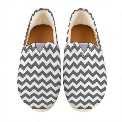 Grey And White Chevron Pattern Print Casual Shoes