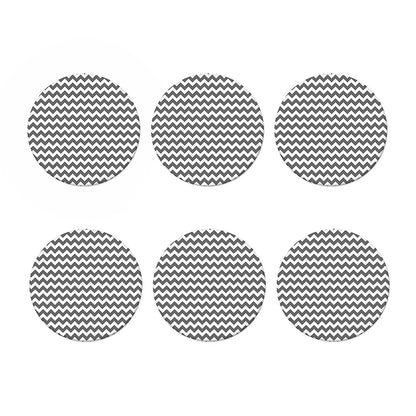 Grey And White Chevron Pattern Print Coaster Set