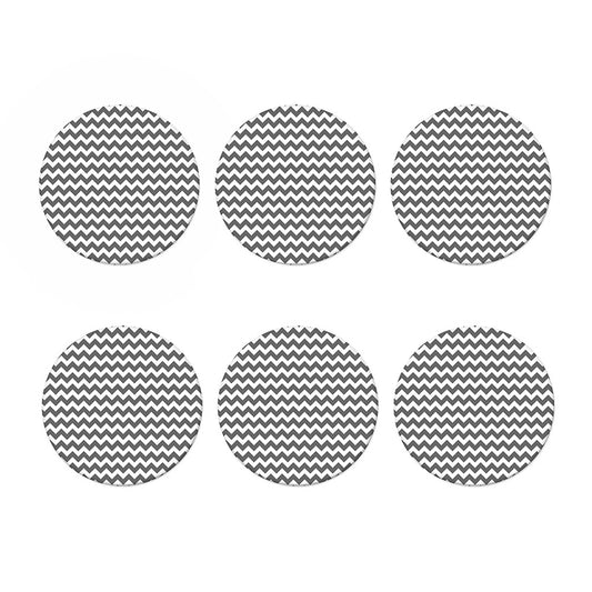 Grey And White Chevron Pattern Print Coaster Set