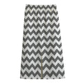 Grey And White Chevron Pattern Print Cotton Front Slit Maxi Skirt