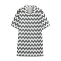 Grey And White Chevron Pattern Print Cotton Hawaiian Shirt