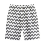 Grey And White Chevron Pattern Print Cotton Shorts