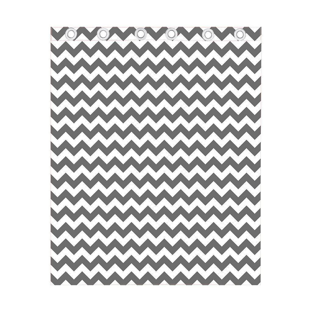 Grey And White Chevron Pattern Print Curtain