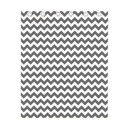 Grey And White Chevron Pattern Print Curtain
