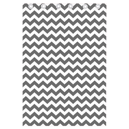 Grey And White Chevron Pattern Print Curtain