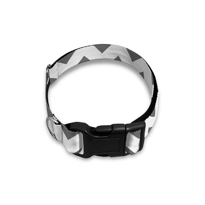 Grey And White Chevron Pattern Print Dog Collar